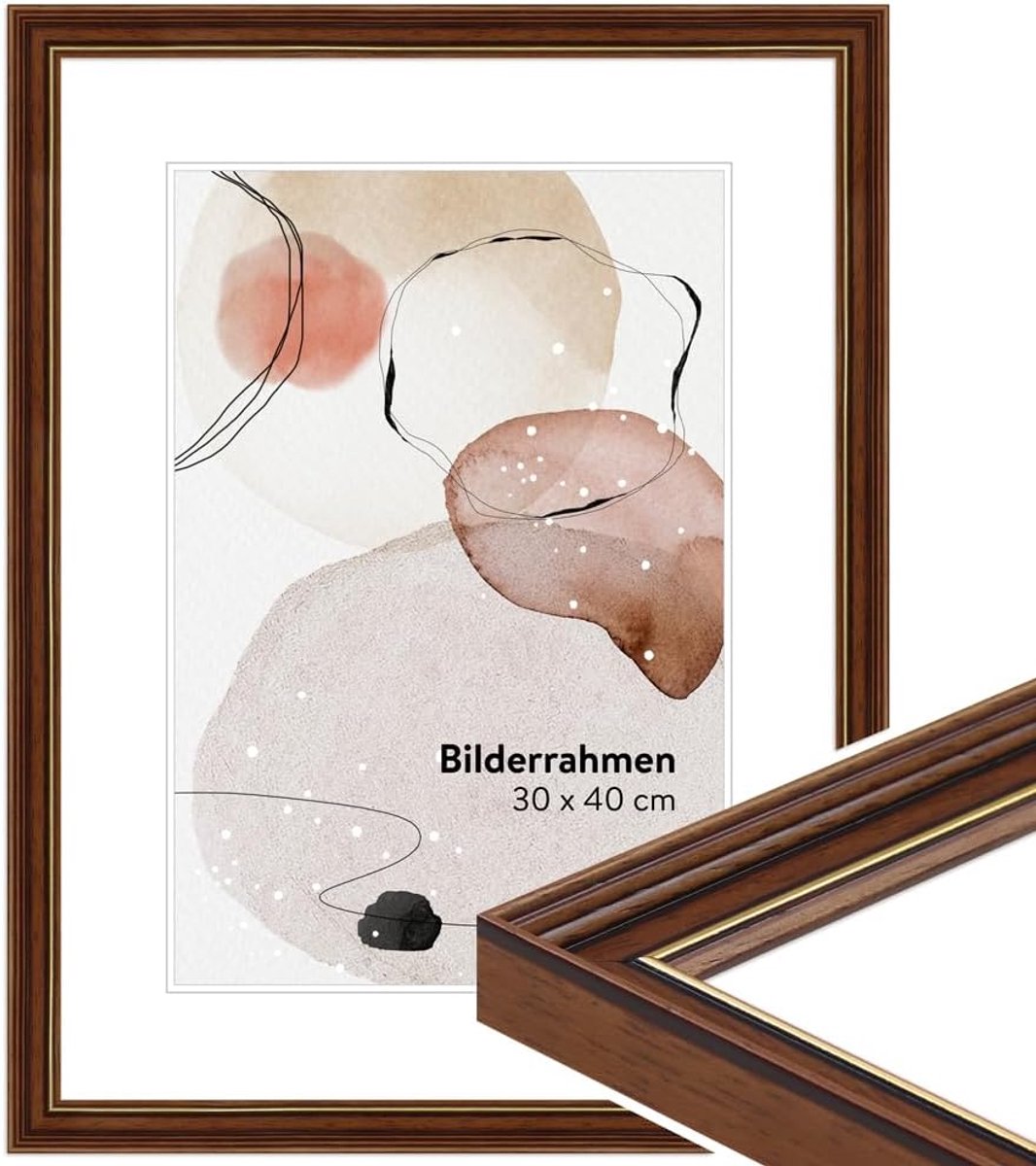 Fotolijst bruin hout, fotolijst 18x24 cm, frame antieke stijl