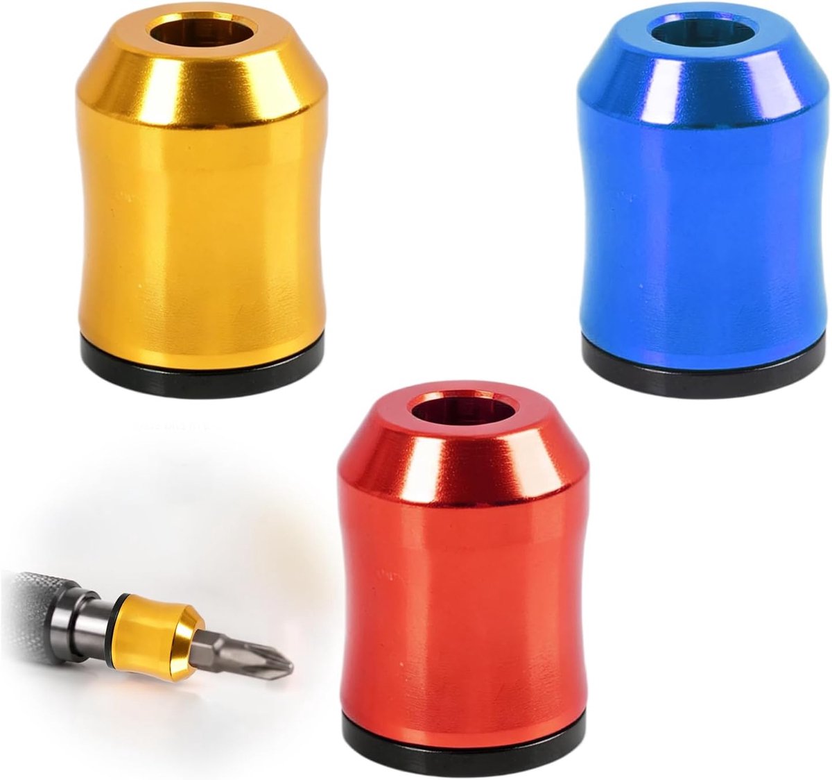 3 stuks magnetische ringen voor schroevendraaierbits, afneembare bithouder voor boormachines, universele bithouder voor zeskantschroevendraaiers en schroefbits, schroefhouder van legering