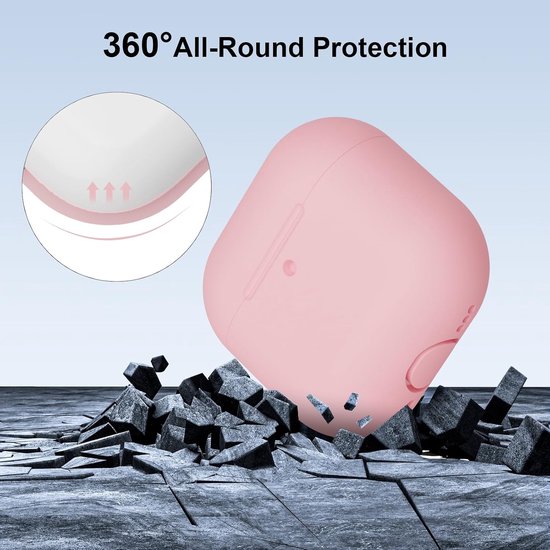 Compatibel met Airpods 4 (2024), schokbestendig, krasbestendig, van siliconen, voor AirPods 4e generatie, LED aan de voorkant zichtbaar, roze — afbeelding 4