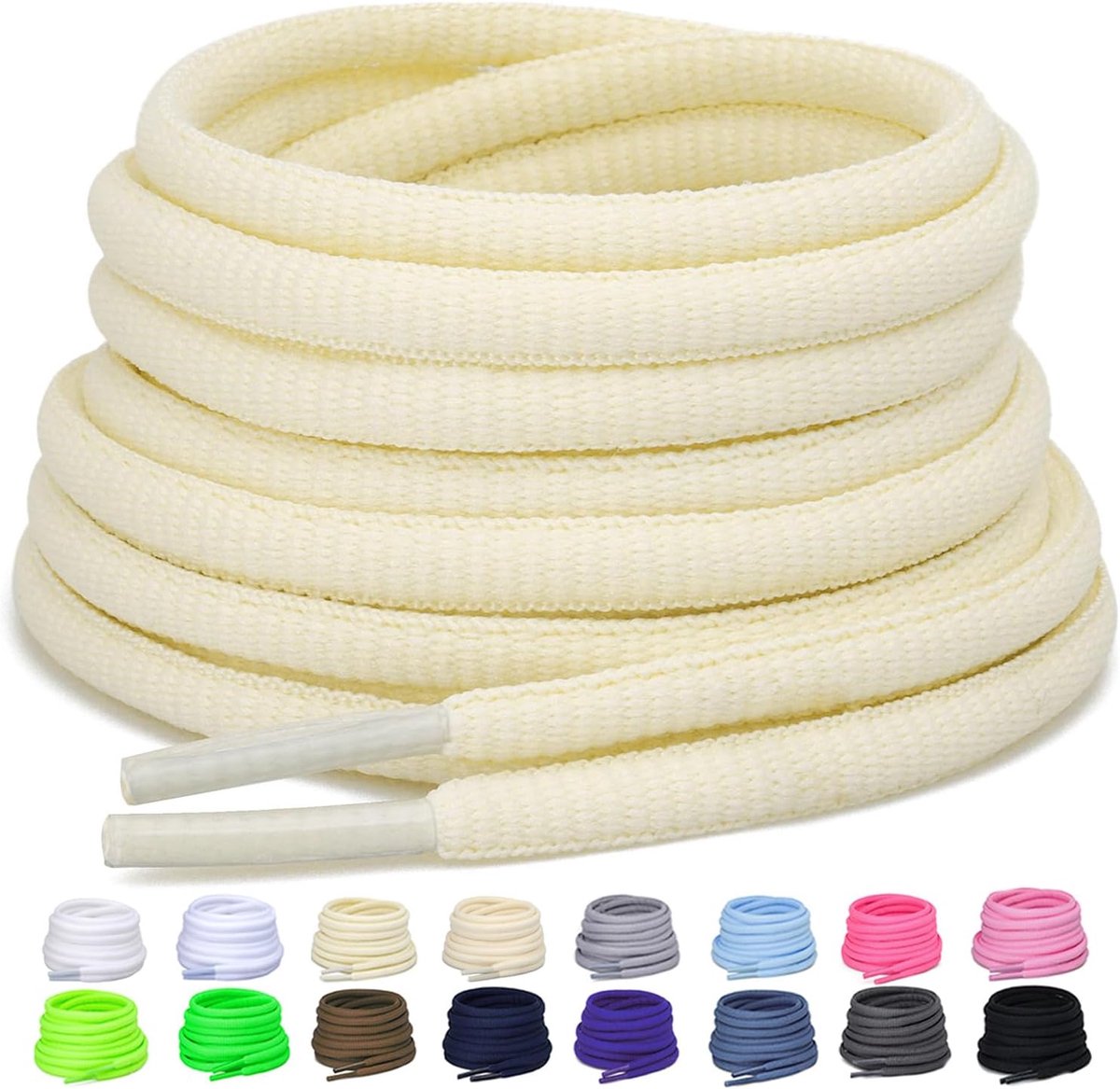 2 paar ovale veters voor sportschoenen, breedte 6 mm, halve ronde veters voor sneakers, 16 kleuren veters voor loopschoenen en laarzen