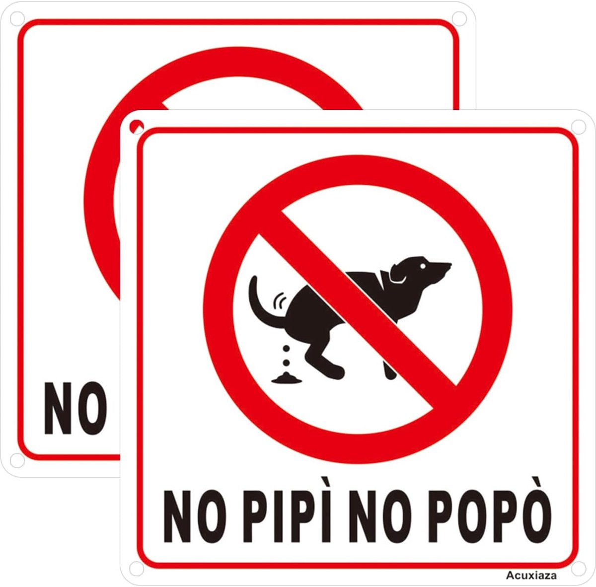 2 stuks hondenbordje No PIPGIO NO POPO 15 x 15 cm hondenbordje hond PVC stickers verbod uitwerpselen en pipi voor honden PVC borden voor buiten - binnen