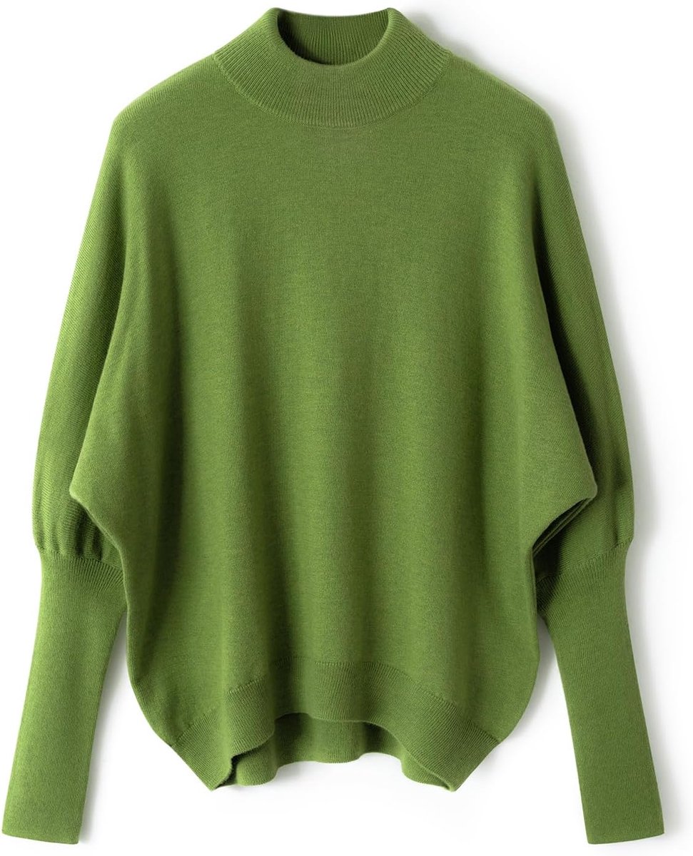 Merinowol oversized trui 2025 herfst winter mode opstaande kraag vleermuismouwen gebreide trui