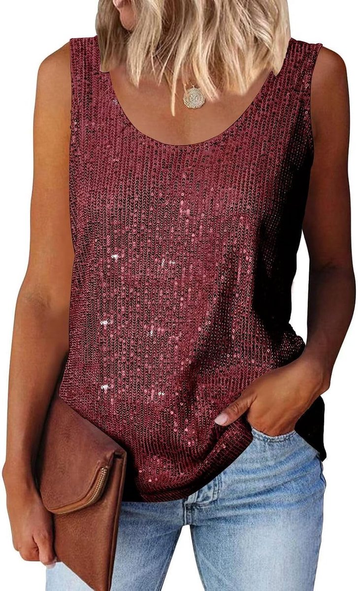 Pailletten mouwloze top vesten sprankelende tops