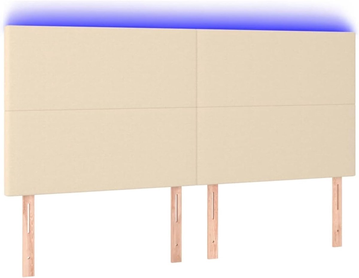 Hoofdeinde, crème, 180 x 5 x 118/128 cm, stof, voor bedden zonder hoofdeinde, ideaal voor slaapkamer en moderne woonkamers, eenvoudige montage, gemakkelijk te reinigen en rugvriendelijk zitten