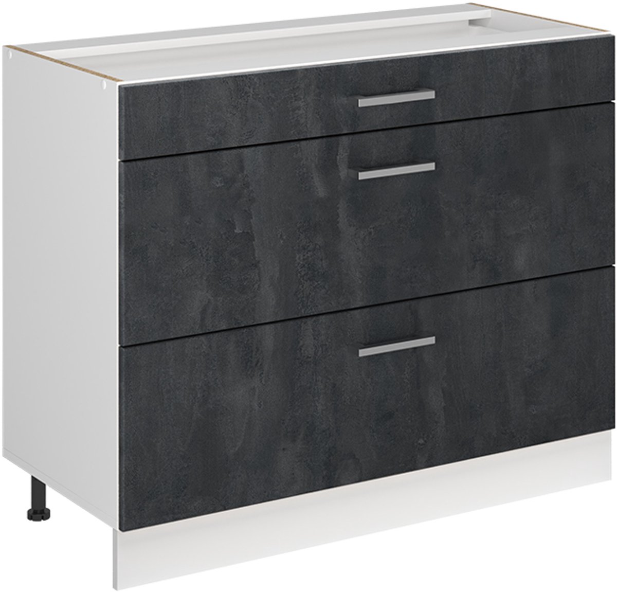 Vicco Keukenonderkast R-Line, Zwart beton/Wit, 100 cm zonder werkblad