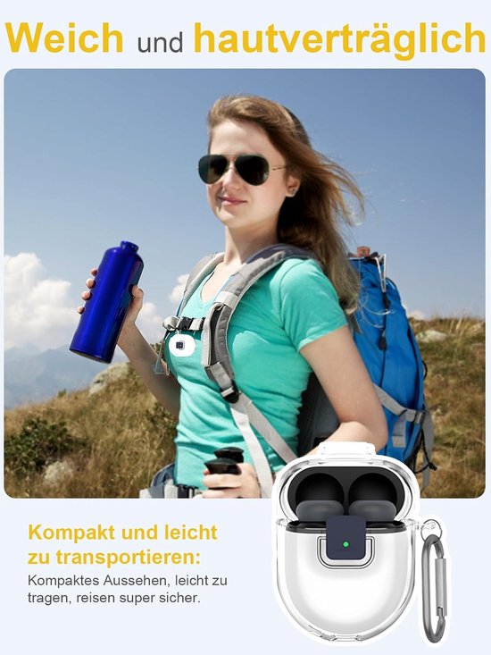 Hoes voor Google Pixel Buds Pro 2 Earbuds draadloze hoofdtelefoon, zachte TPU-beschermhoes, huidvriendelijk etui met Runway gesp, volledige bescherming, transparant — afbeelding 5