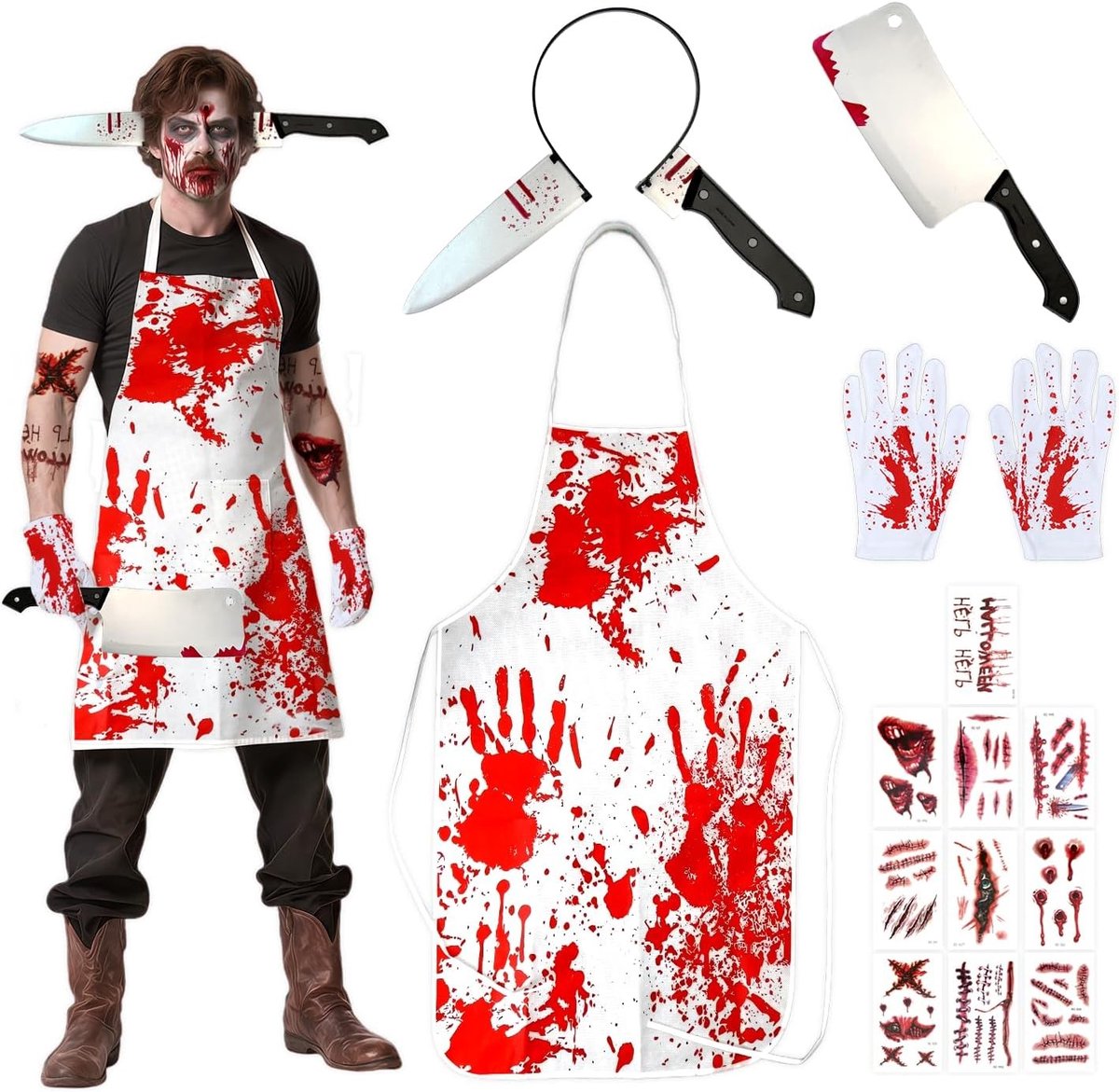 Halloween kostuum voor volwassenen - griezelige slachting, verkleedpartij, spooky outfit