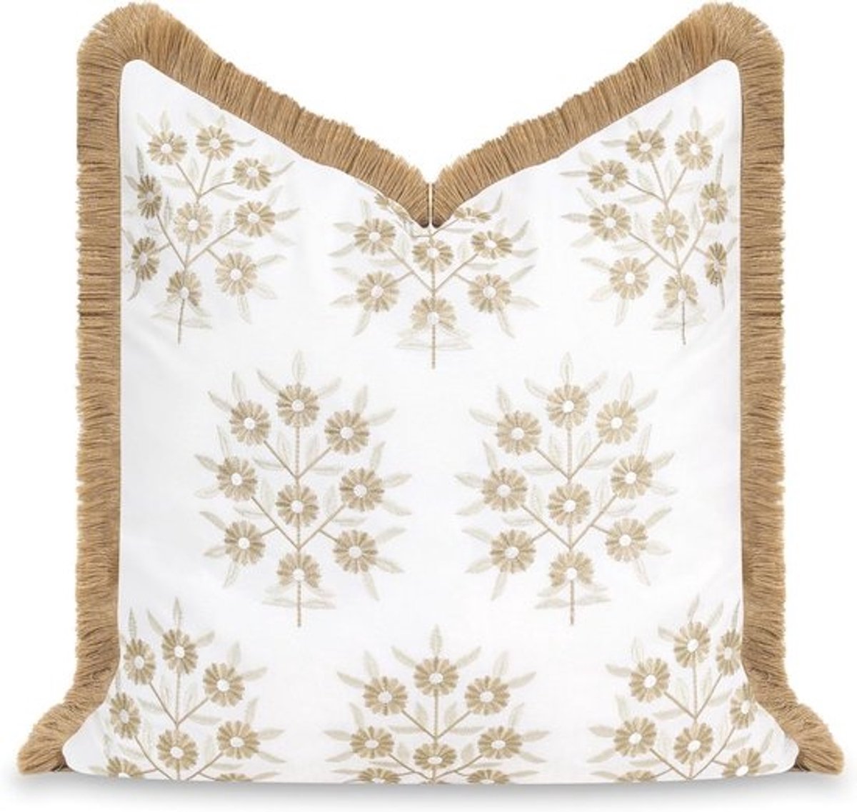 Waterafstotende Sierkussenhoes 50 x 50 cm met Geborduurde Bloemen - Perfect voor Binnen en Buiten