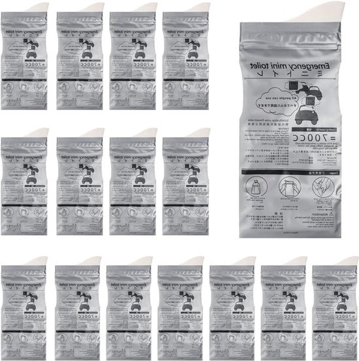 Allecto Plus - 16 stuks urinezakjes met 700 ml capaciteit voor onderweg - draagbare urinezak voor noodtoilet - mannen, zwangere vrouwen, kinderen - autovakantie, camping usage