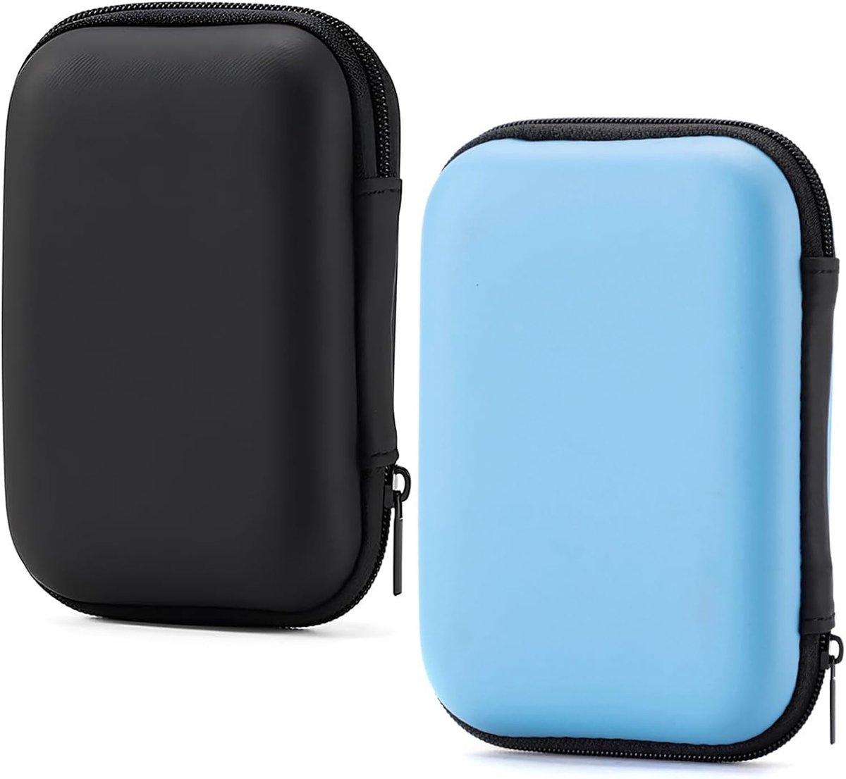2 stuks harde opbergtas, hoofdtelefoon case met ritssluiting • robuuste EVA-opbergdoos voor kabels, MP3-spelers, powerbanks • stofafstotende mini-draagtas