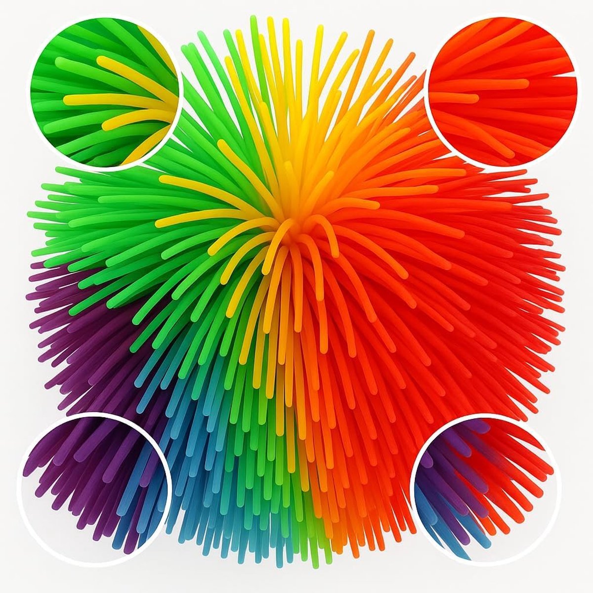 Balls - Comfortabele Zachte Siliconen Constructie Stress Relief Regenboog Kleurrijke Pom Actief Speelgoed Pluizige Jugging Sensorische Ball
