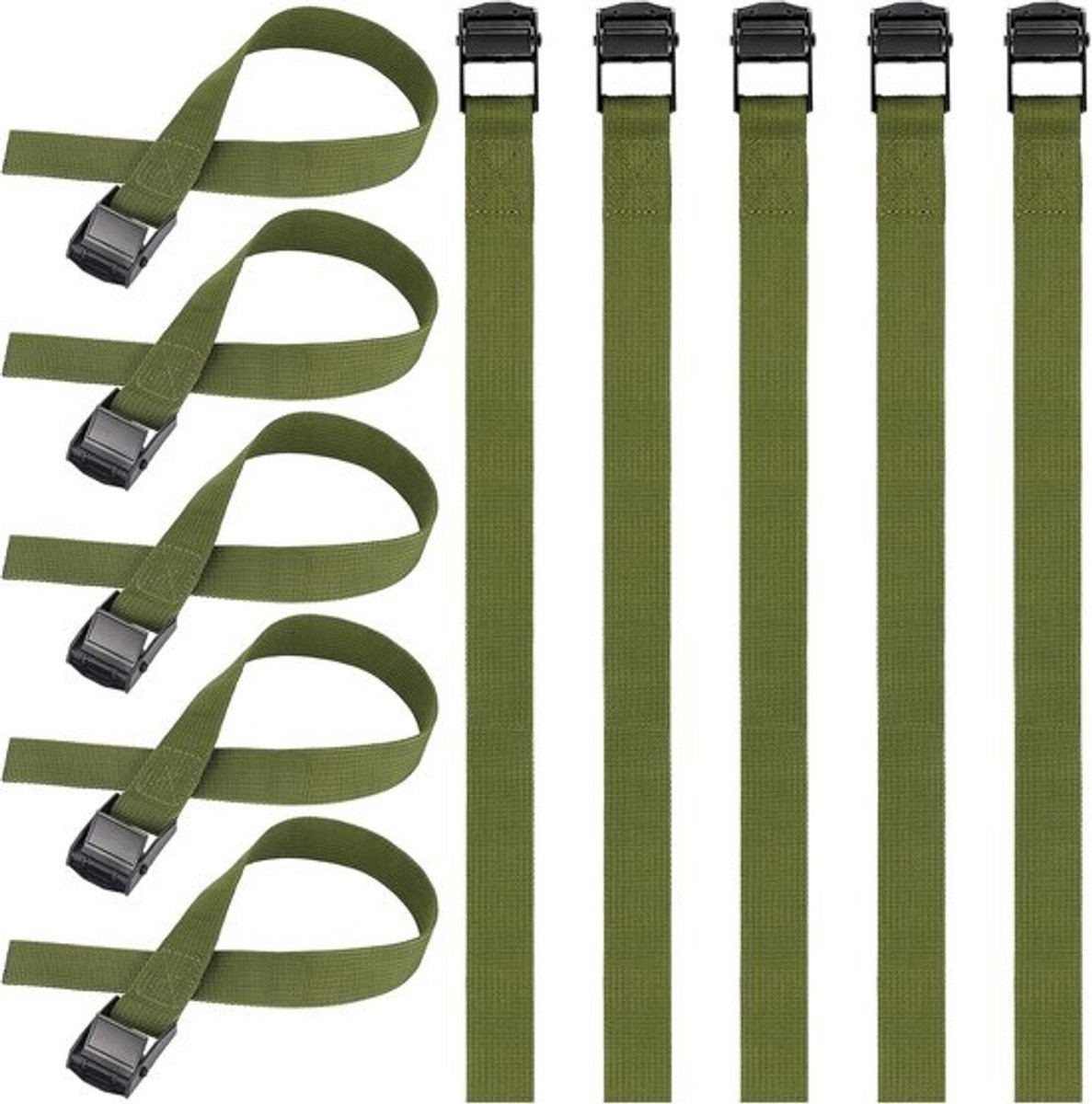 Korte Sjorbanden - Met klemslot - Groen - 40 cm - 10 stuks