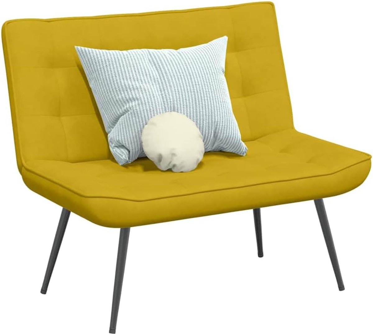 Geel, 110 x 74 x 84 cm, fluweel, met comfortabele rugleuning en robuuste metalen standaard, voor woonkamer en kantoor