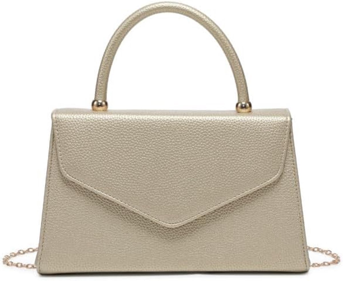 Clutch tas voor dames, PU-leer, met handvat aan de bovenkant, avondtas, feesttas, cocktailbal, met verstelbare metalen ketting