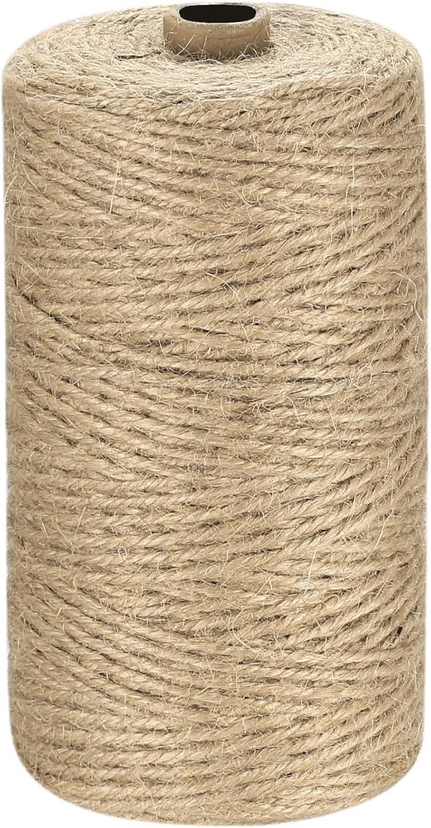 Jute koord, 2 mm x 200 m jute touw, sisaltouw, tuinkoord, pakketkoord, henneptouw, knutselkoord, scheurvast voor doe-het-zelf knutselen, krabboom, kunstnijverheid, tuinieren, decoreren