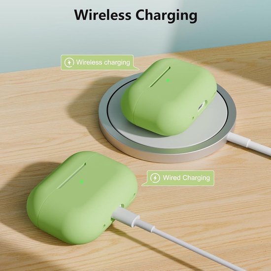 Hoesje compatibel met AirPods Pro 2 (2023/2022/2019) met reinigingsset en lanyard, zachte siliconen schokabsorberende beschermhoes voor AirPods Pro 2e/1e generatie, matcha groen — afbeelding 4