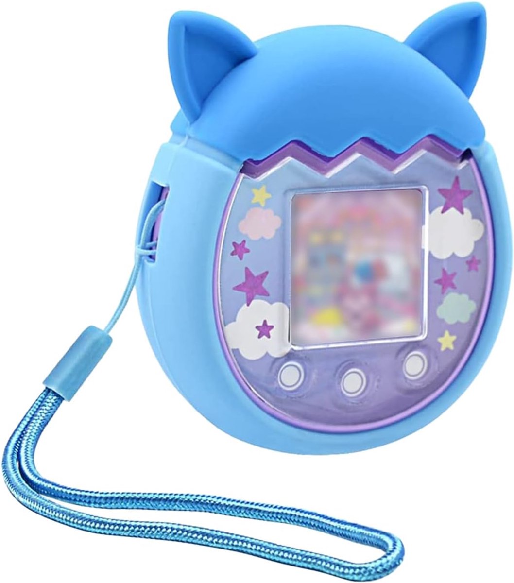 Beschermhoes voor Tamagotchi Pix, zacht tegen vallen, schokbestendig, met een string, elektronische huisdieraccessoires, bescherming voor virtuele huisdierspelmachine, blauw