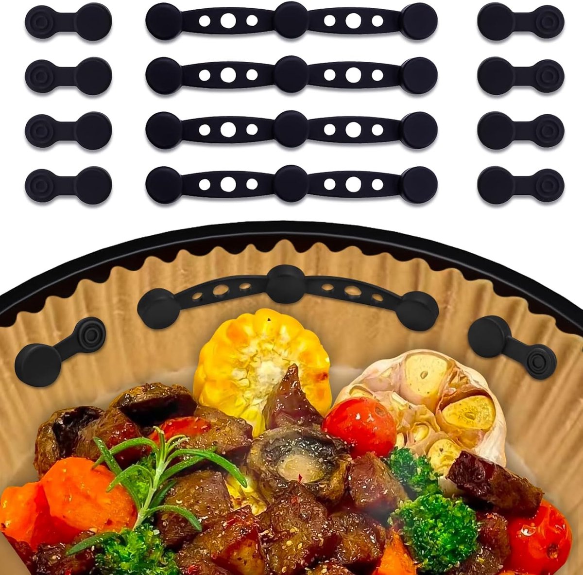 [Set van 2/4] Siliconen Magneten voor Airfryer Bakpapier - Voorkomen dat Bakpapier Eten Bedekt, Accessoires voor Luchtfriteuses Ninja/Philips/Cosori