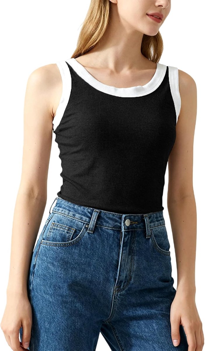 Leroy Tanktop voor dames met brede bandjes, design colorblock tanktop