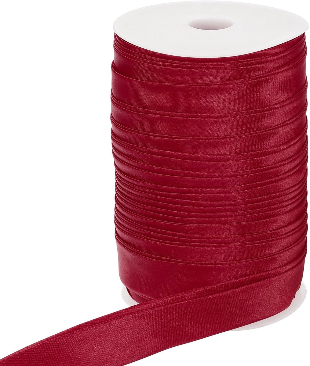 Biaisband, 3,5 cm x 50 meter continue biaisband satijnen stof voor naaien quilten naden zomen biezen kleding ambachten, wijnrood