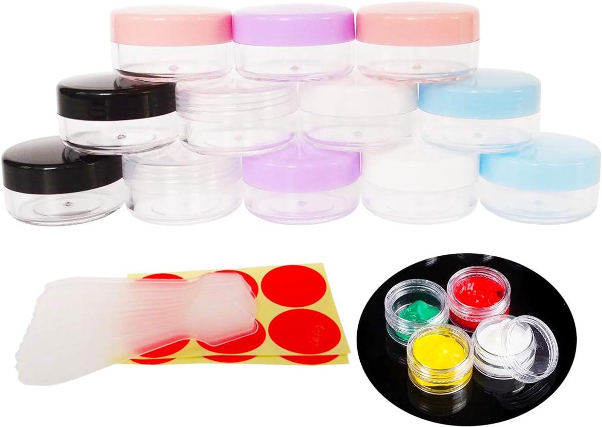 Potten, 10 gram hervulbare cosmetische container, 10 g kleine reismaat ronde pot schroefdop deksel voor make-up oogschaduw crème badlotions lipgloss balsems