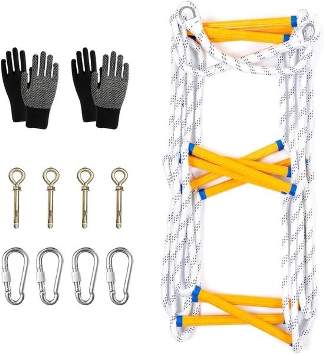 Allecto plus - Draagbare vuurladder touwladder voor volwassenen en kinderen - 5 meter - Nylon - Ramen Balkon Buiten