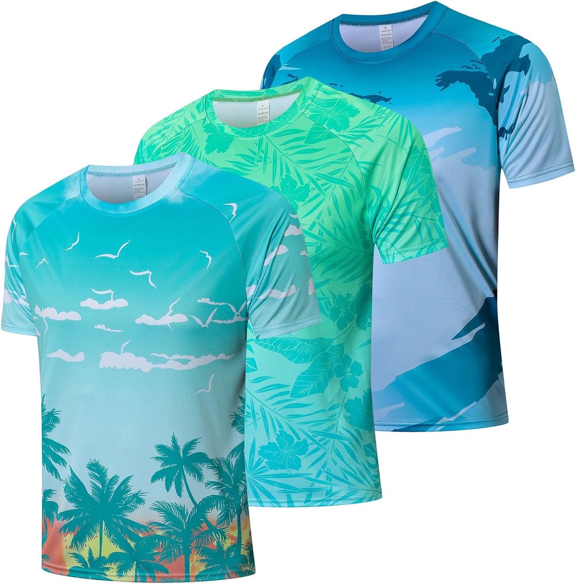 Rashguard UV-shirt voor heren, 1/3 stuks, watersurfshirt, UPF 50+, uv-bescherming, zwem-T-shirt, sneldrogend, ademend, zonwering voor outdoorsurfen, hardloopshirt