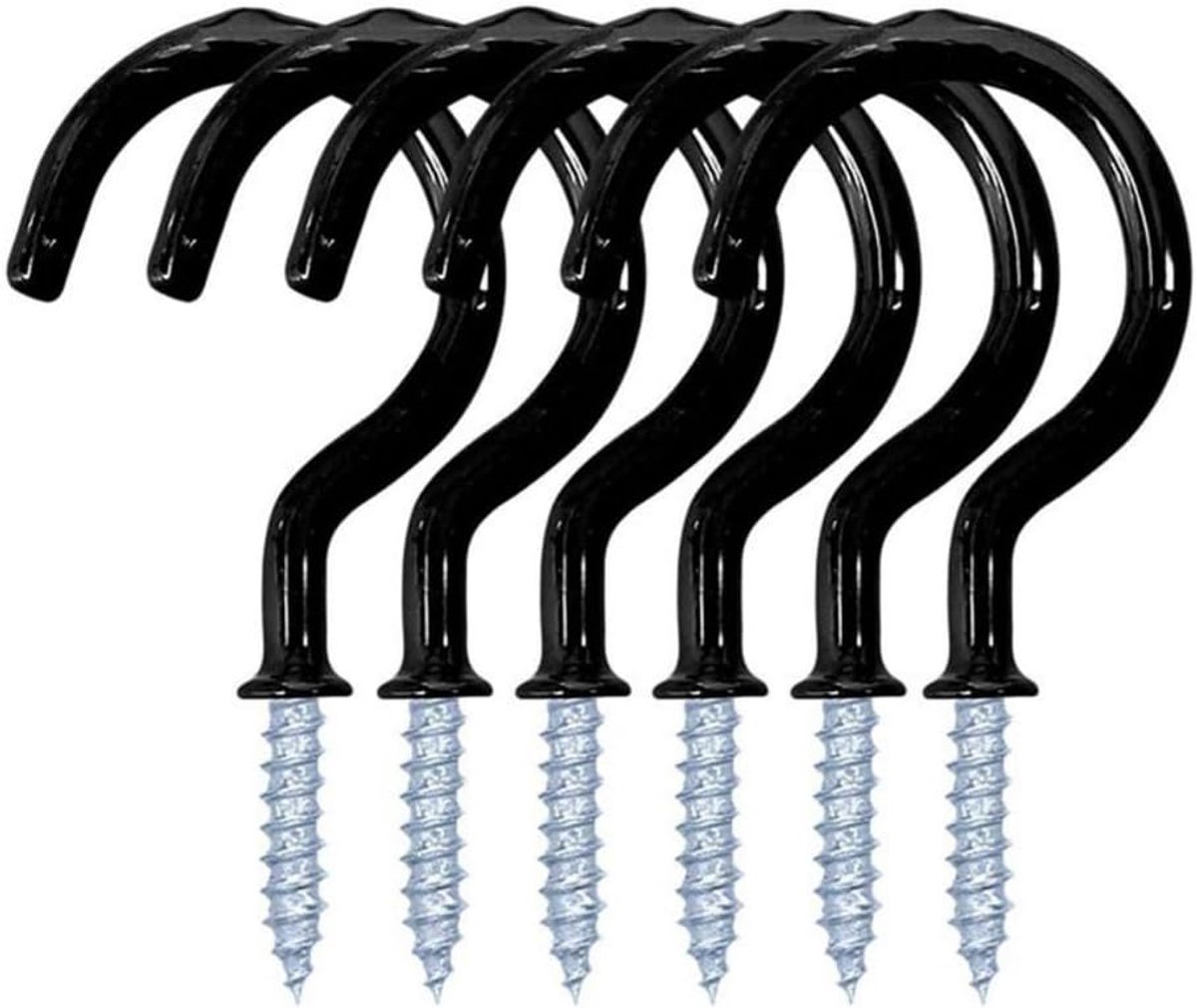 Haken, bekerplafondhaken, zware wandmontage, plastic dompelijzer, schroef-in-hangende plantenhouder, (6,9 cm zwart)