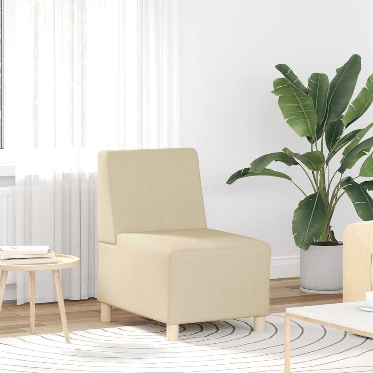 Zonder armleuningen, crème, 55 cm, stof, polyesterweefsel, duurzaam, ademend, robuust frame, multiplex frame, stabiele poten, veelzijdig inzetbaar, woonkamer