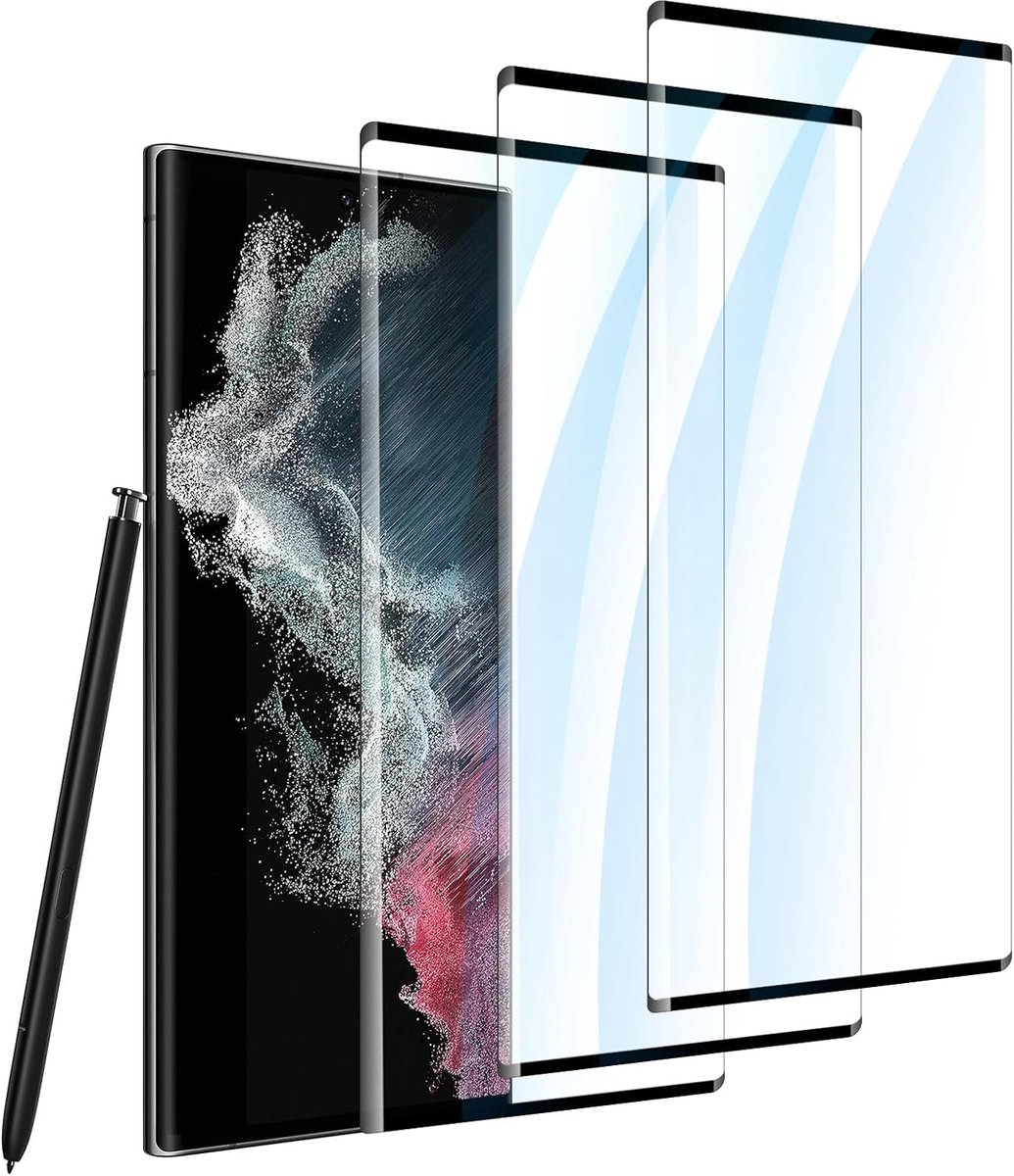 【3 stuks】schermbeschermer voor Samsung Galaxy S22 Ultra,HD Clear Displaybescherming aangemaakte glas Screen Protector,9H hardheid,Gemakkelijk te Installeren,Anti-kras,Geen Luchtbellen