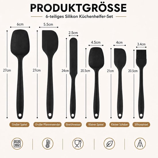 Spatels, flexibele spatels met metalen kern, hittebestendige anti-aanbakspatel, hangende deegschraper, kooklepel voor koken, mixen, bakken — afbeelding 2