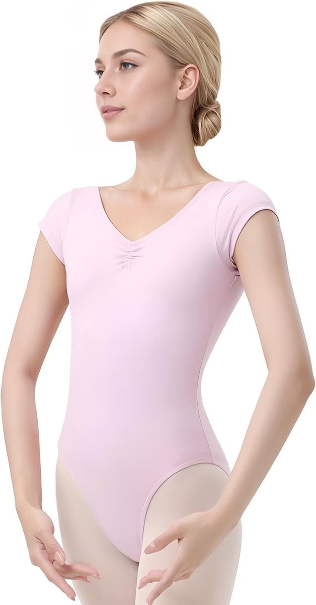 Dansshirt met korte mouwen voor volwassenen, met beha