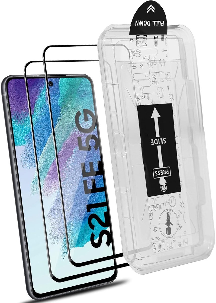 Lutree Voor Samsung Galaxy S21 FE 5G gehard glas, 2 stuks, 9H hardheid, HD, automatische installatie, nauwkeurige uitlijning, krasbestendig, eenvoudige installatie, displaybeschermfolie