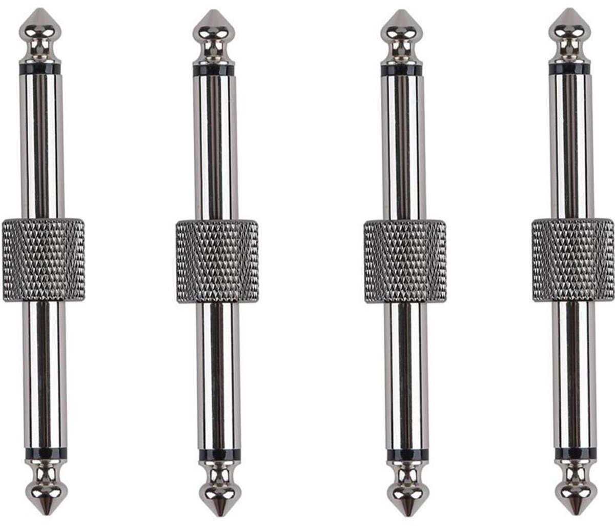 Guitar Pedal Patch Connector voor Effect Pedalen, 6.35mm Plug voor Pedal Boards, 4-Pack met Hoge Kwaliteit en Duurzaamheid