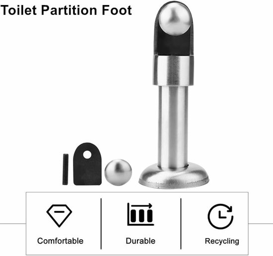 Meubelpoot accessoires voor toiletdeuren en borden, roestvrijstalen steunhouder voor openbare toiletten — afbeelding 3
