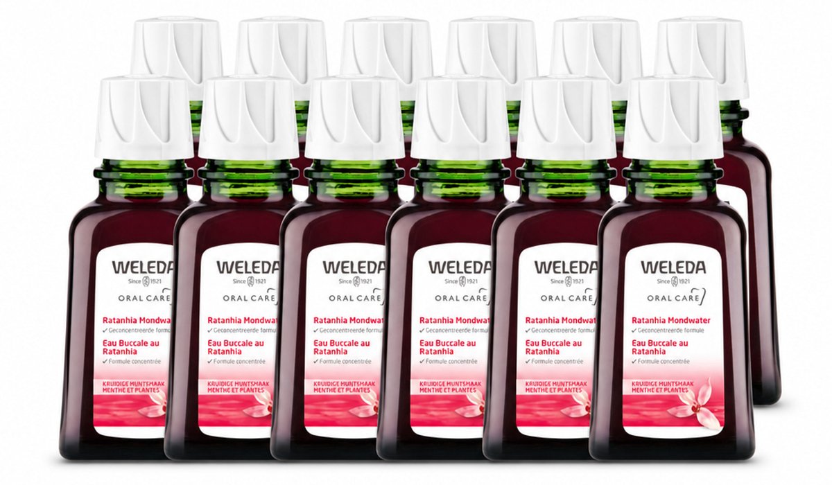 12 x WELEDA - Mondwater geconcentreerd - Ratanhia - 50 ml - Voordeelverpakking - 12 stuks