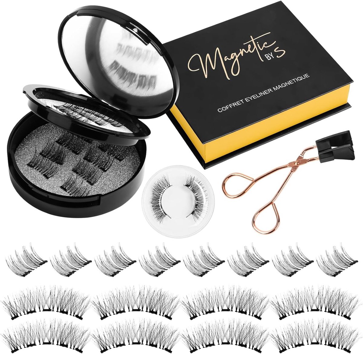 Natuurlijke Magnetische Wimpers, 8 Paar Herbruikbare 3D Wimpers, Waterproof en Zonder Lijm, Perfect voor Elke Gelegenheid