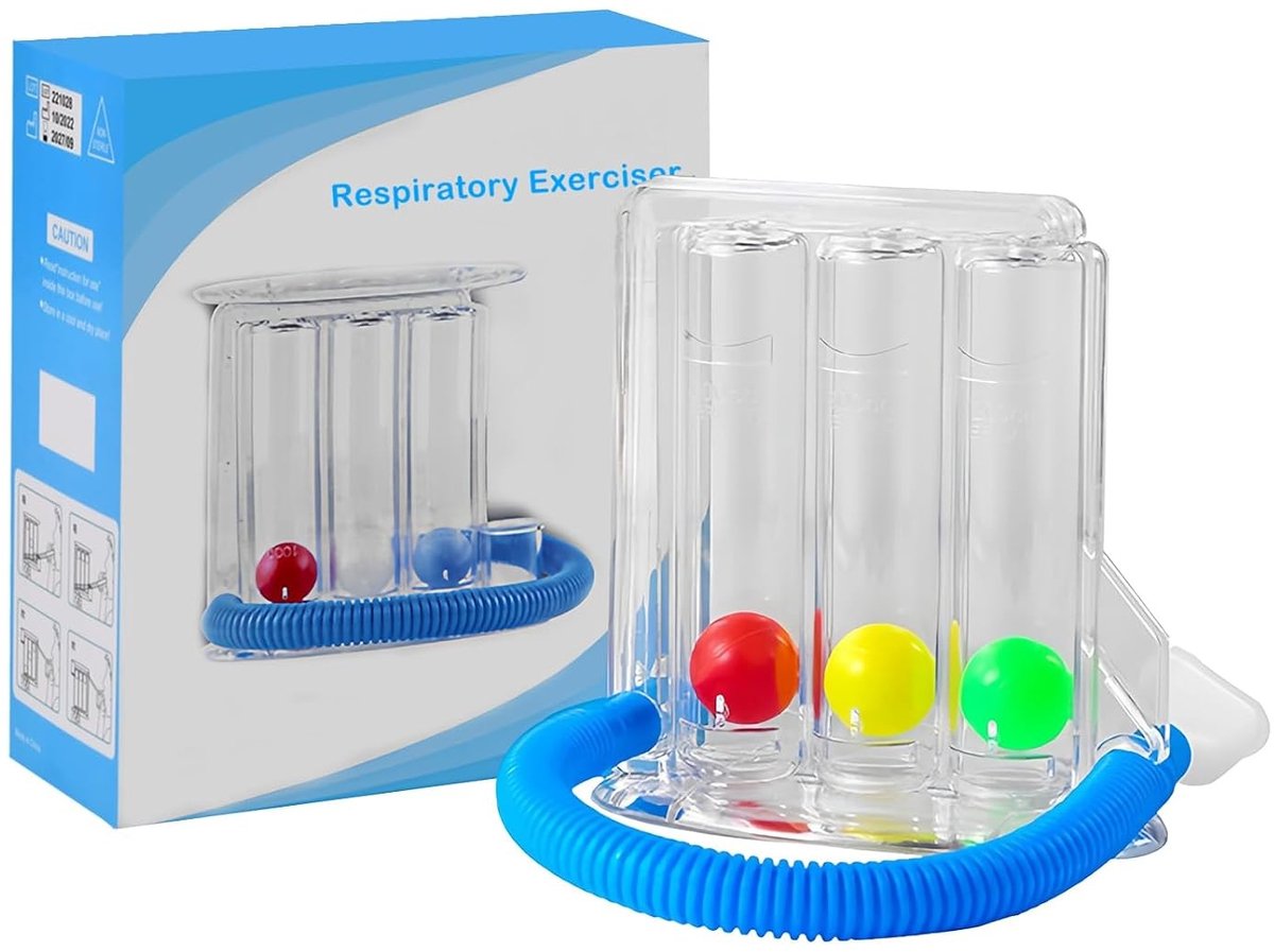 Ademhalingsoefeningen voor Longen, Ademhalingsapparaat, Longtraining, Spirometer met 3 Stimulerende Ballen voor Verbetering van de Ademhaling en Longcapaciteit