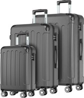 TRVLMORE Kofferset - 3 Delig - 38L Handbagage + 70L en 110L Ruimbagage - Lichtgewicht - Trolley - Reiskoffer Set - Donkergrijs