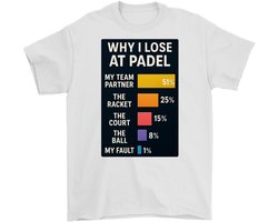 Padel Shirt – WHY I LOSE AT PADEL – Sport Outfit – Unisex T-Shirt voor Dames & Heren – Humor Cadeau