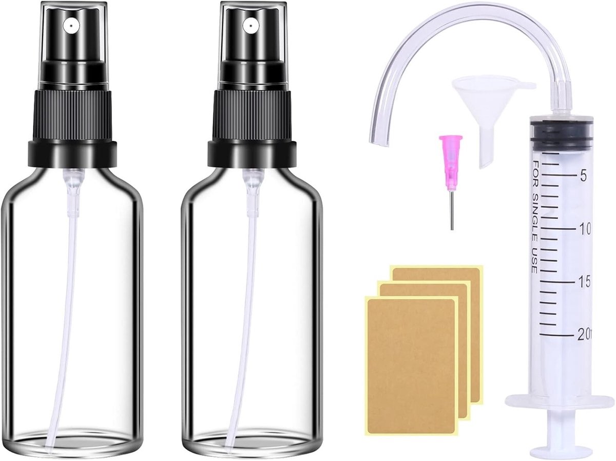 Kleine Transparante Sprayflessen 50ml - Set van 2 - Perfect voor Parfum, Cosmetica en Persoonlijke Verzorging