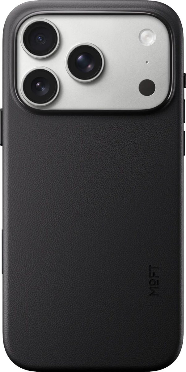 MOFT Hoesje Geschikt voor iPhone 18 Pro Max - MOVAS Snap Back Cover - Compatibel met MagSafe - Vegan Leer Case - Beschermhoes Dun - Duurzaam - Zwart