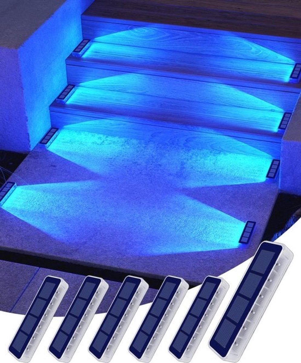 Buitenverlichting op zonne-energie - IP68 Waterdichte Blauwe LED Verlichting voor Trap en Pad