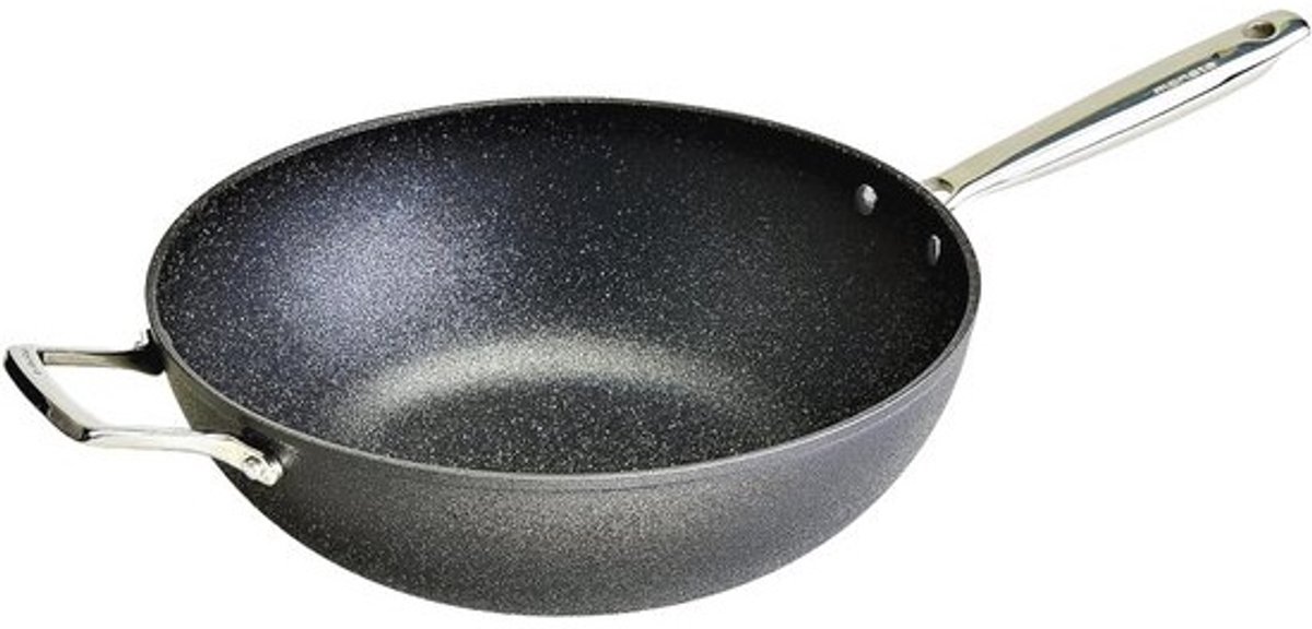 Wok 32 cm met handvat en handgreep voor alle kookplaten