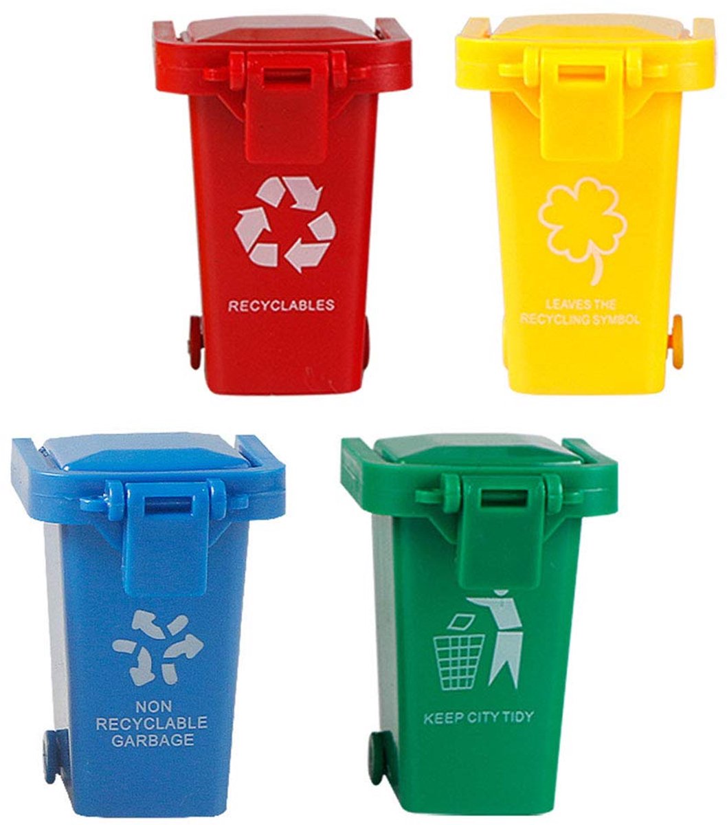 4 stuks, voor tafel, vuilnisbak, speelgoed voor kinderen, rood, blauw, groen, blauw