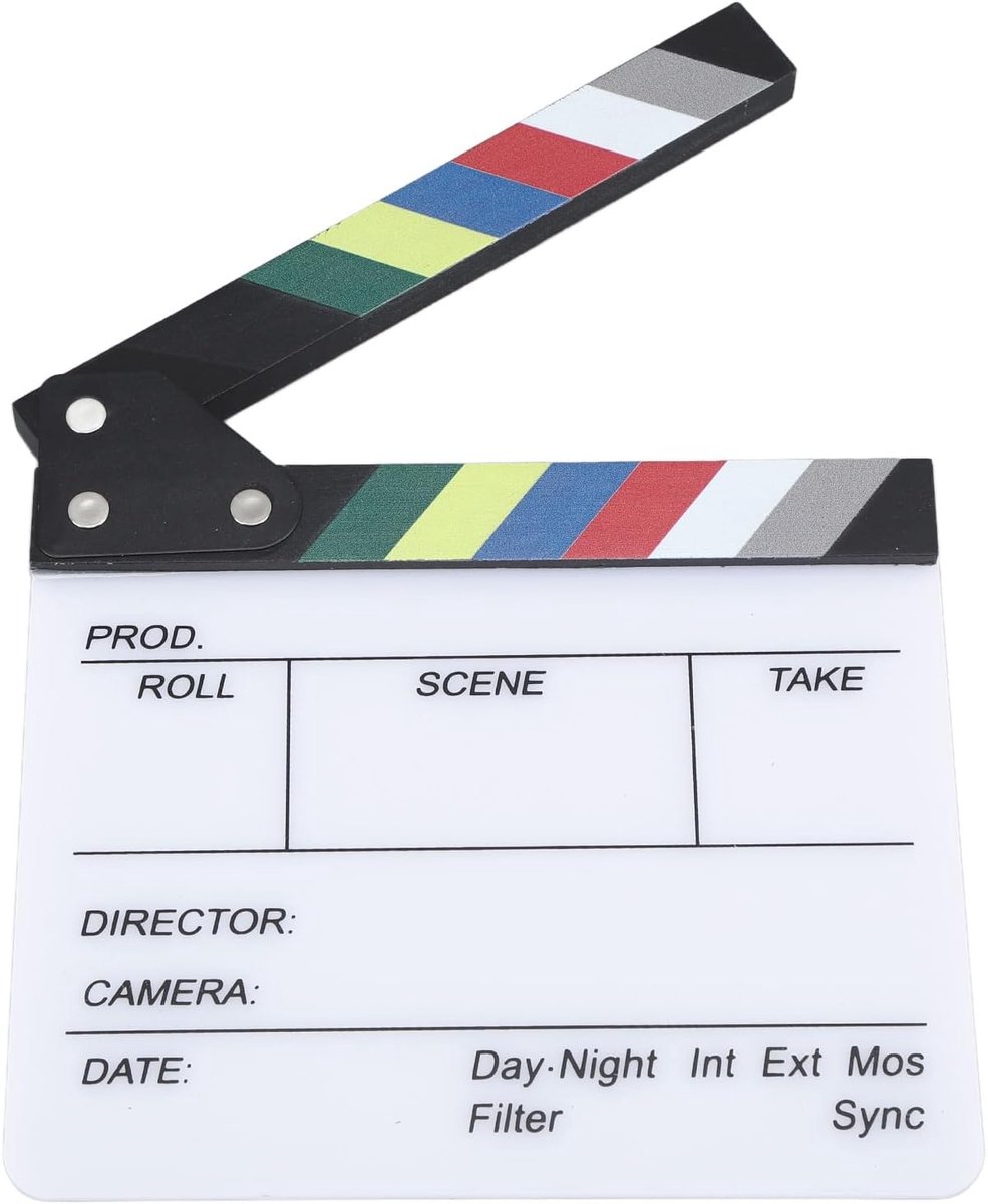 Clapboard, Acryl Film Clap Board voor Camera Studio, Action Scene Clapper Board voor Regisseur, Uitwisbaar en Duurzaam, Ideaal voor Film-tv-productie (20x19,5cm /