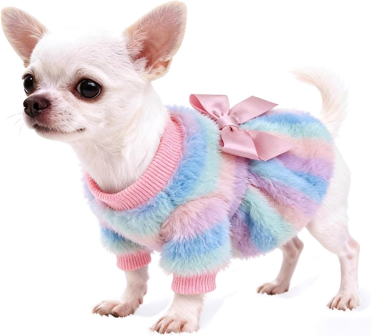 Truien voor kleine honden meisje hondenkleding fleece kleine hond pyjama vrouwelijke warme hond pyjama zachte hond onesie hart chihuahua kleding roze huisdier puppy pyjama, XS