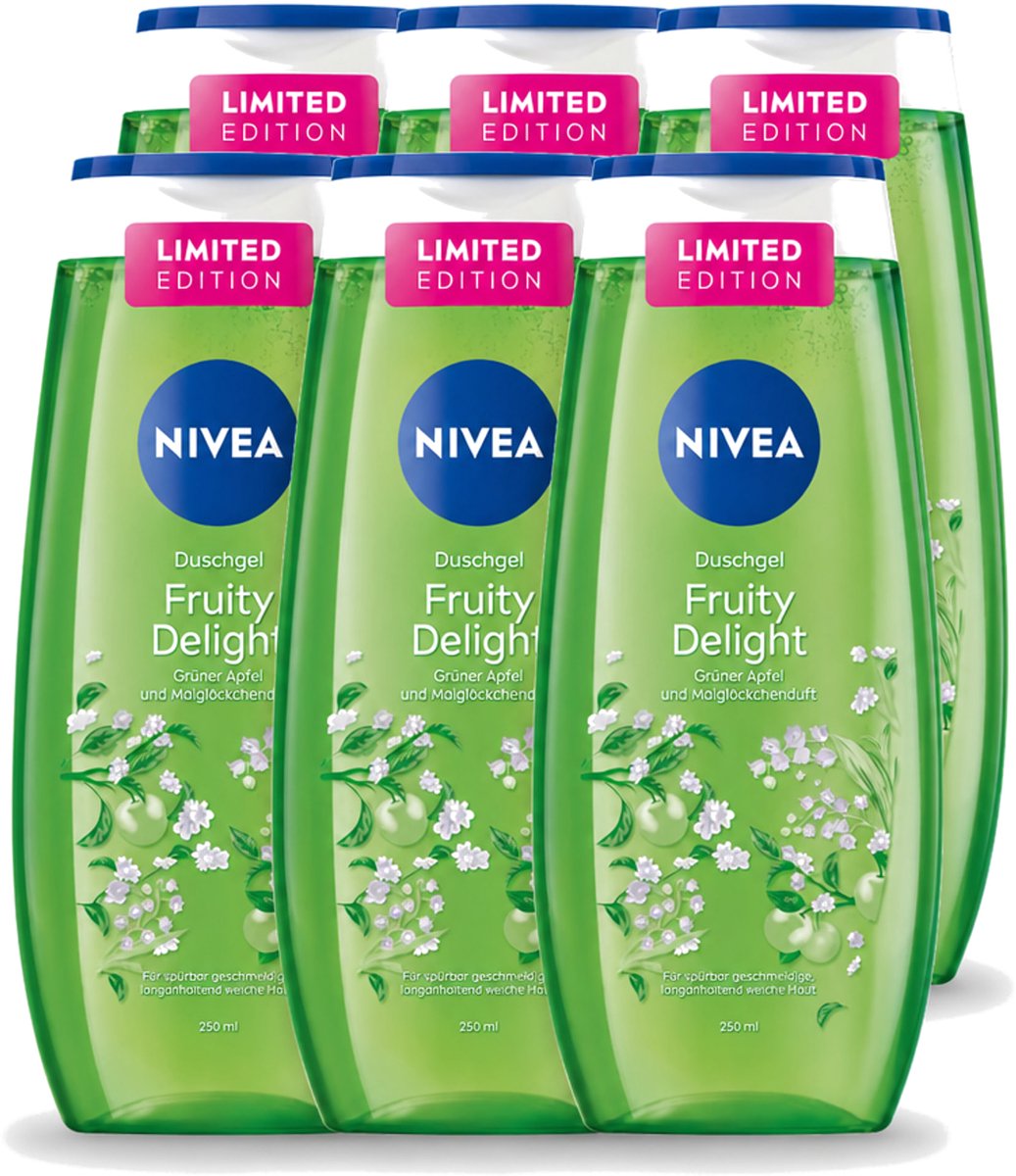 6 x Nivea – Douchegel – Fruity Delight – 250 ml - Voordeelverpakking - 6 stuks