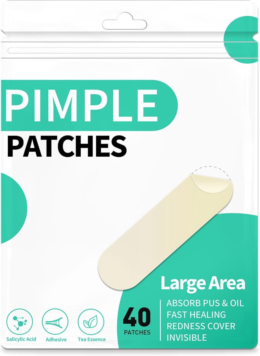 Patches hydrocolloïde onzichtbare puistjespatches met theeboomolie voor dag en nacht gebruik pimple patch acne patches waterdichte ademende (40 strepen)