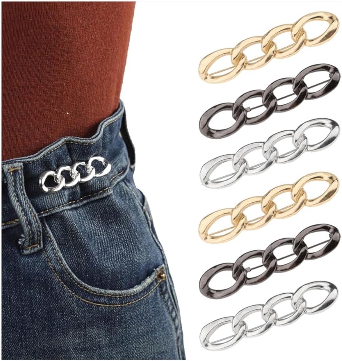 6 stuks verstelbare taille clips voor broeken, handige taille verstellers en band clips voor het strakker maken van broeken, ideaal voor verstelbare jeans knopen